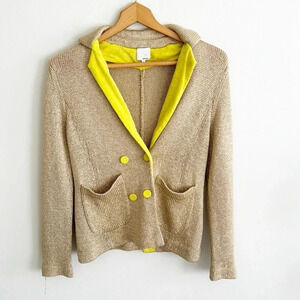 3.1 Phillip Lim gold yellow shimmer metallic long sleeve blazer sweater cardigan